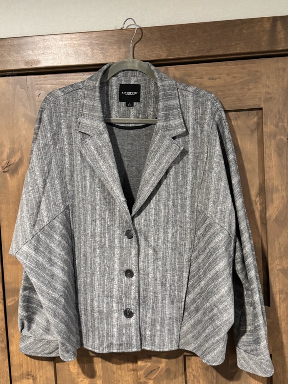Liverpool Gray Striped Notch-Collar Jacket